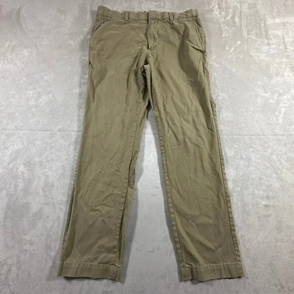 Banana Republic Aiden Chino Preppy Mens Slim Fit Pants 32x30 Khaki Tan